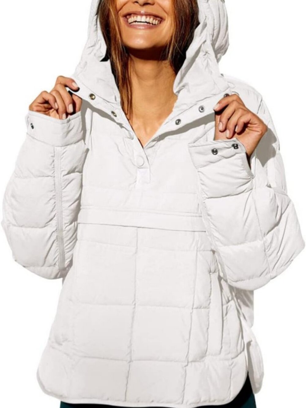 Cozy Oversized Quilted Puffer Jacket, Packable Hooded Winter Coat for Women